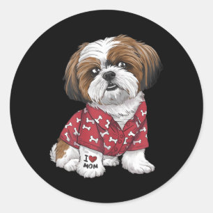 Adesivo Redondo Shih Tzu Shih Tzu Mãe Eu Amo Mãe Tatto