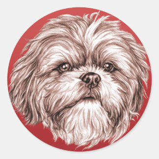 Adesivo Redondo Shih Tzu Sketch