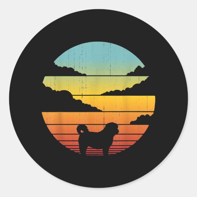 Adesivo Redondo Shih Tzu Style 60s 70s Homens Mulheres Presentes (Frente)