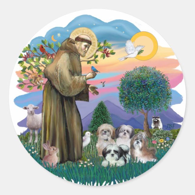 Adesivo Redondo Shih Tzus (4) (Frente)