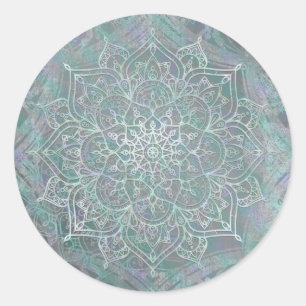 Adesivo Redondo Shimmer Iridescente Mandala Boho Chic