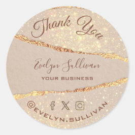 Adesivo Redondo Shimmer Ripped Paper Obrigado