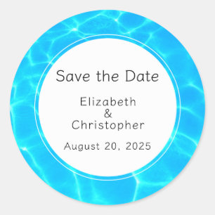 Adesivo Redondo Shimmering Blue Piscina Água Reflexação Casamento