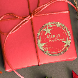 Adesivo Redondo Shimmering Dourado Stars no Natal da Glitter Verme