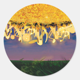 Adesivo Redondo Shimmering Notes of Dourado