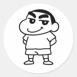 Adesivo Redondo Shinchan Black and white Line art