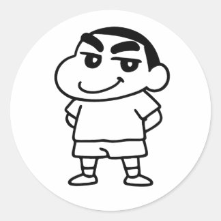 Adesivo Redondo Shinchan Black and white Line art