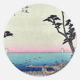 Adesivo Redondo Shirasuka por Ando, Hiroshige Ukiyoe