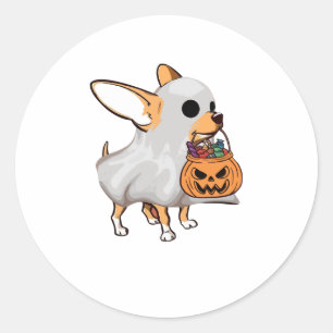 Adesivo Redondo Shirt Chihuahua Ghost Pumpkin Halloween