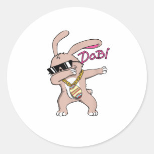 Adesivo Redondo Shirt Rabbit Dance Dabbing Easter Bunny