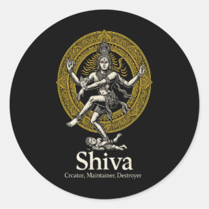 Adesivo Redondo Shiva Criador Preservador Destruidor Nataraja Hind