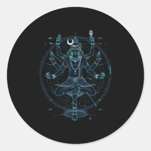 Adesivo Redondo Shiva Deus Hindu Espiritual Dança Tandava Yoga Med