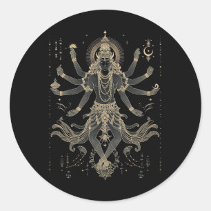 Adesivo Redondo Shiva Deus Hindu Espiritual Dança Tandava Yoga Med