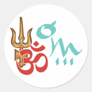Adesivo Redondo Shiva Trishula OM