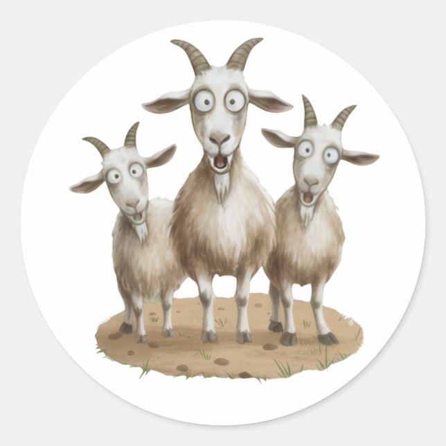 Adesivo Redondo Shocked Goats Trio (Frente)