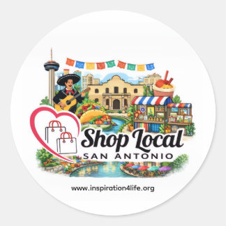 Adesivo Redondo Shop Local San Antonio Round Sticker