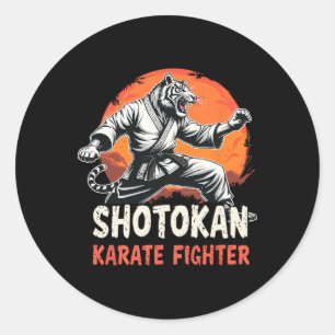 Adesivo Redondo Shotokan Karate Fighter Martial Arts Tiger Funny K