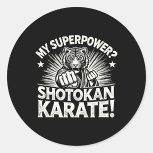 Adesivo Redondo Shotokan Karate Fighter Martial Arts Tiger Funny K