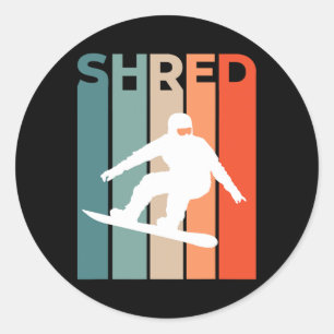 Adesivo Redondo Shred Snowboarder Snowboard Snowboard Retro Vin