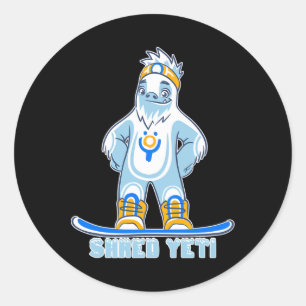 Adesivo Redondo Shred Yeti - Diversão Yeti Bigfoot Sasquatch Snowb