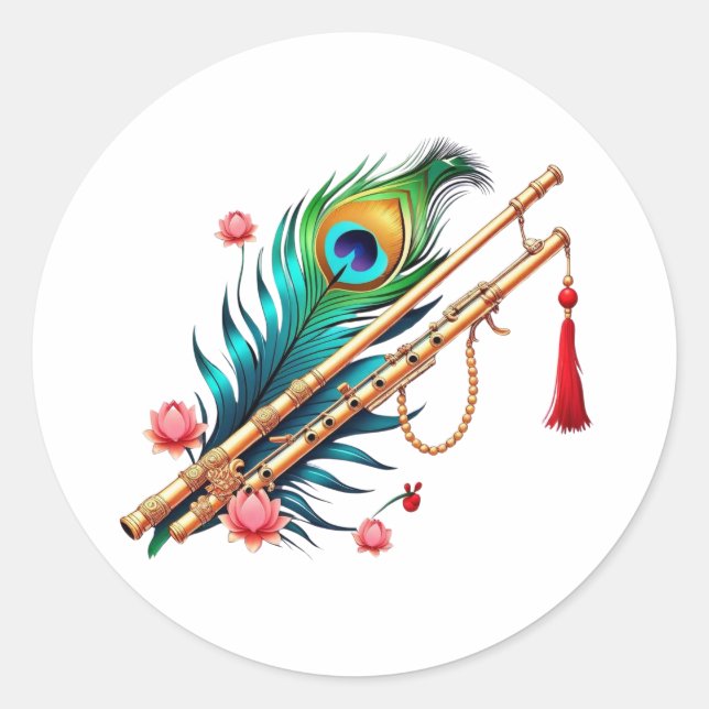 Adesivo Redondo Shree Krishna Janmashtami (Frente)