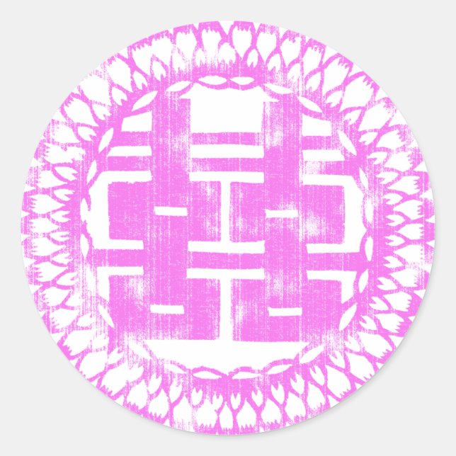 Adesivo Redondo Shuan Xi rosa (Frente)