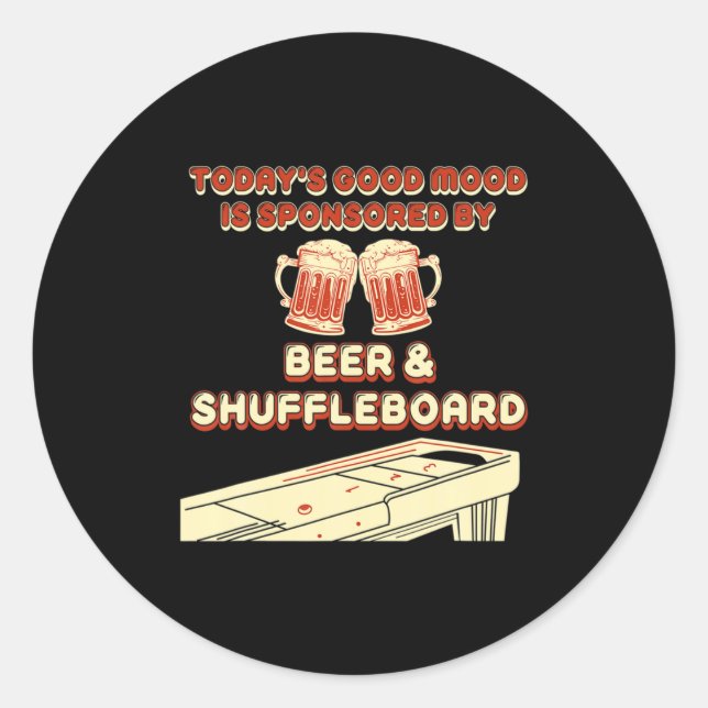 Adesivo Redondo Shuffleboard Player Beer  (Frente)