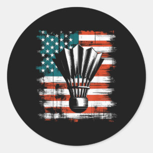 Adesivo Redondo Shuttle American Flag - Patriótico Eua Badminton L