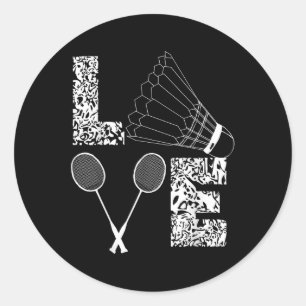 Adesivo Redondo Shuttle Love Badminton Lover Racquet Smashs