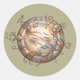 Adesivo Redondo Shy Musical Emoji - Vintage Melody Illustration 