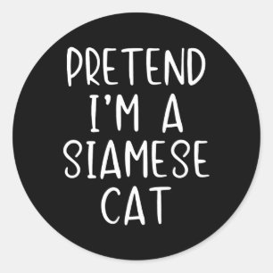 Adesivo Redondo Siamês Cat Costume Halloween Lpreguiçoso