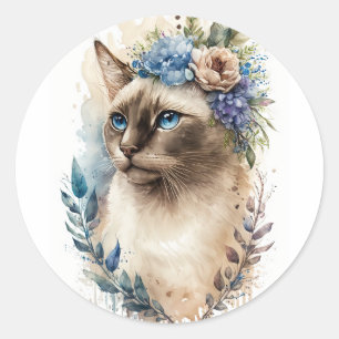 Adesivo Redondo Siamese Cat