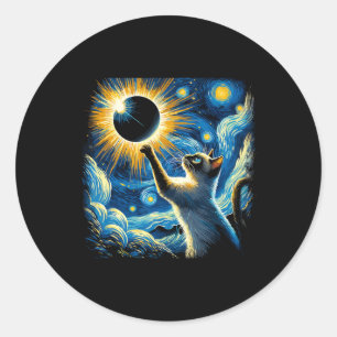 Adesivo Redondo Siamese Cat 2024 Van Gogh Starry Night Siamese Cat