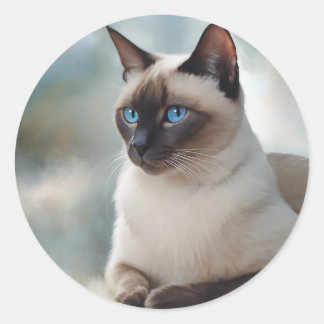 Adesivo Redondo Siamese Cat 749 Arte digital