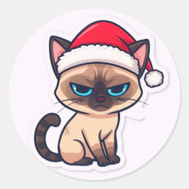 Adesivo Redondo Siamese cat christmas