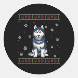 Adesivo Redondo Siberian Husky Christmas Sweet Xmas Pet Animal D