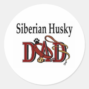 Adesivo Redondo Siberian Husky Pai Sticker