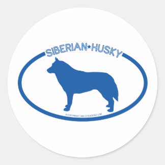 Adesivo Redondo Siberian Husky Silhouette Sticker