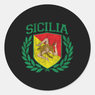 Adesivo Redondo Sicilia Flag E Shield Com Trinacria Sicília