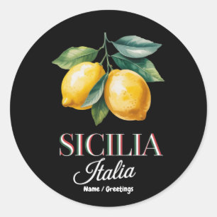 Adesivo Redondo Sicília Itália Orgulhosamente Siciliano Limões Ita
