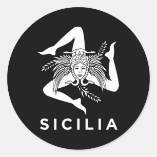 Adesivo Redondo Sicilian Pride Sicilia Sicilia Sicilian Flag Trina