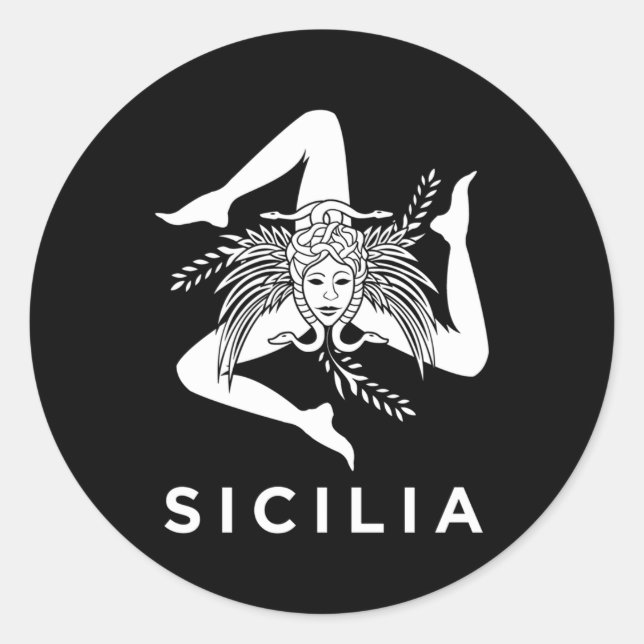 Adesivo Redondo Sicilian Pride Sicilia Sicilia Sicilian Flag Trina (Frente)