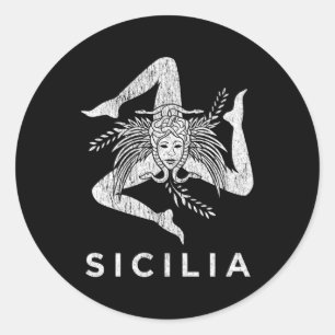 Adesivo Redondo Sicilian Pride Sicilia Sicilia Sicilian Flag Trina