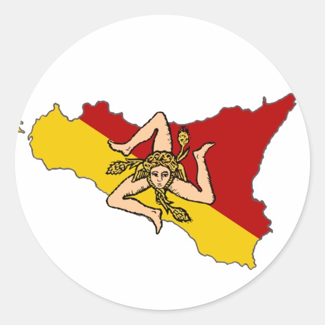 Adesivo Redondo Sicily Flag Trinacria Sticker (Frente)