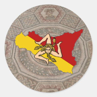 Adesivo Redondo Sicily Trinacria Mosaic Sticker