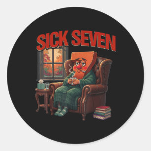 Adesivo Redondo Sick Seven 67 Meme Fantasia de Halloween Engraçado