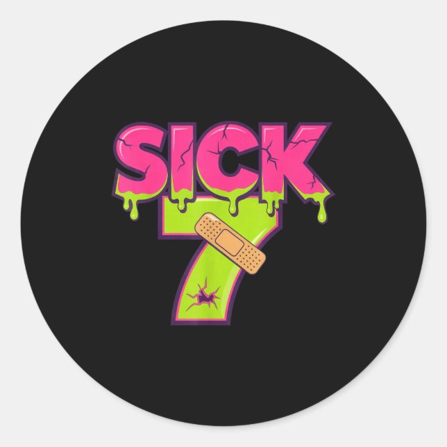 Adesivo Redondo Sick Seven Meme Tee Six Seven Fun Wordplay Drip  (Frente)