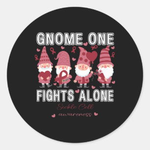 Adesivo Redondo Sickle Cell Awarness Gnomo Uma Luta Sozinha