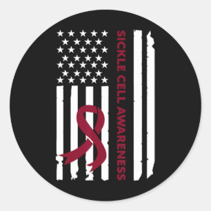 Adesivo Redondo Sickle Cell Awarness Mont Burgundy Ribbon American