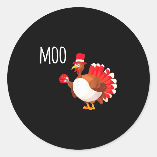 Adesivo Redondo Side Eye Moo Turkey Funny Thanksgiving Autumn Fall (Frente)